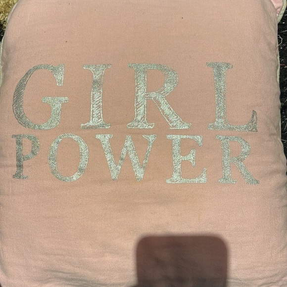 Inspirational Girl Power Nude pink silver decorative throw pillow - Picture 8 of 9